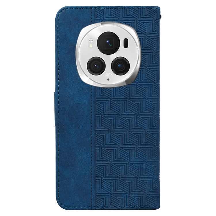 For Honor Magic6 Pro Geometric Embossed Leather Phone Case(Blue) - Honor Cases by PMC Jewellery | Online Shopping South Africa | PMC Jewellery | Buy Now Pay Later Mobicred