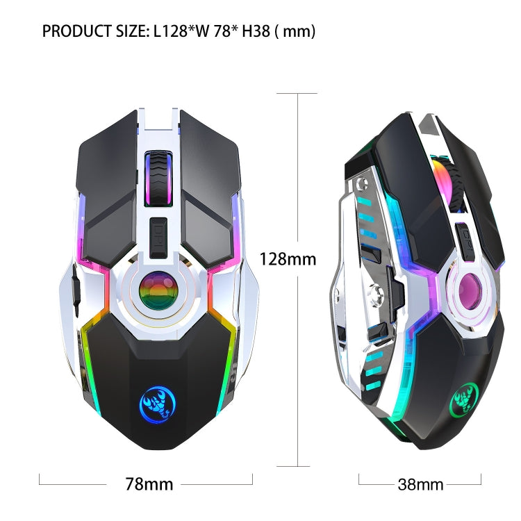 HXSJ T30 2400DPI RGB 2.4GHz Wireless Mouse(Black) - Wireless Mice by HXSJ | Online Shopping South Africa | PMC Jewellery | Buy Now Pay Later Mobicred