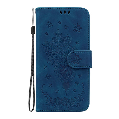 For Honor Magic6 Pro Butterfly Rose Embossed Leather Phone Case(Blue) - Honor Cases by PMC Jewellery | Online Shopping South Africa | PMC Jewellery | Buy Now Pay Later Mobicred