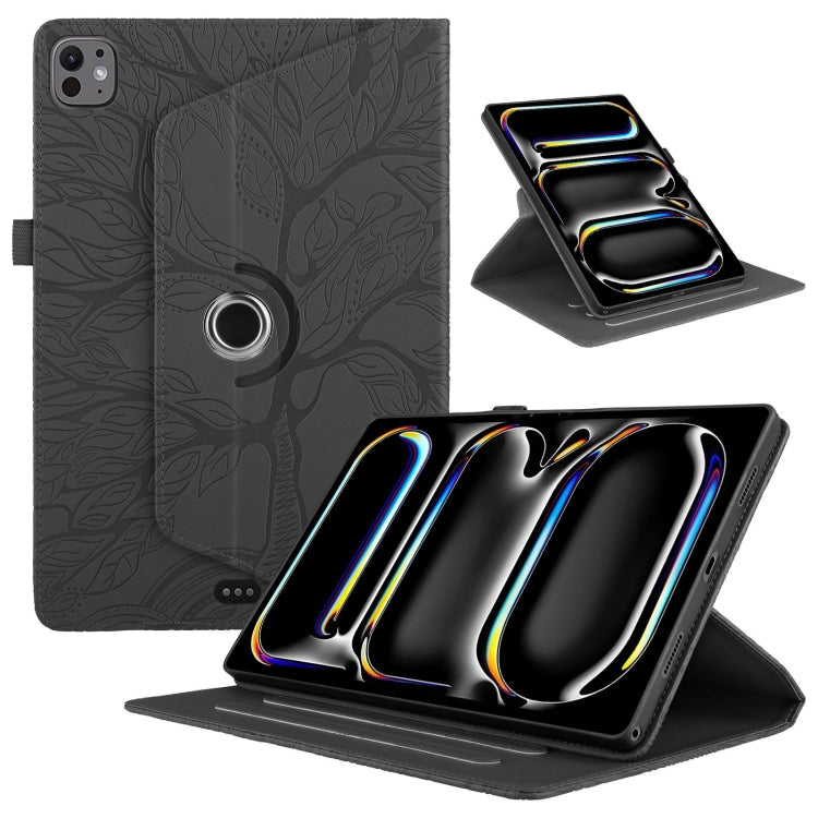 For iPad Pro 13 2024 Tree Life Embossed Rotation Leather Smart Tablet Case(Black) - free shipping - PMC TechLife - Order now!