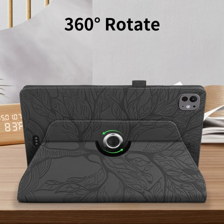 For iPad Pro 13 2024 Tree Life Embossed Rotation Leather Smart Tablet Case(Black) - free shipping - PMC TechLife - Order now!