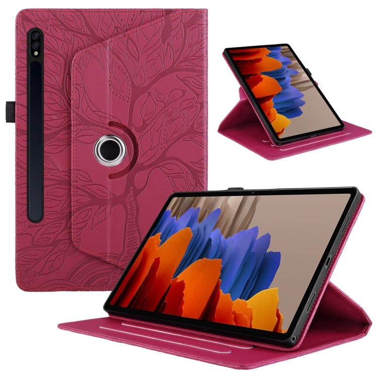 For Samsung Galaxy Tab S10+ / S9+ / S8+ Tree Life Embossed Rotation Leather Tablet Case(Red) - Tab A7 Lite T220 / T225 by PMC Jewellery | Online Shopping South Africa | PMC Jewellery | Buy Now Pay Later Mobicred