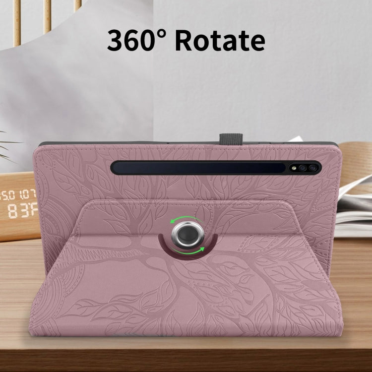 For Samsung Galaxy Tab S9+ / S8+ / S7+ Tree Life Embossed Rotation Leather Tablet Case(Rose Gold) - Tab A7 Lite T220 / T225 by PMC TechLife | Online Shopping South Africa | PMC TechLife