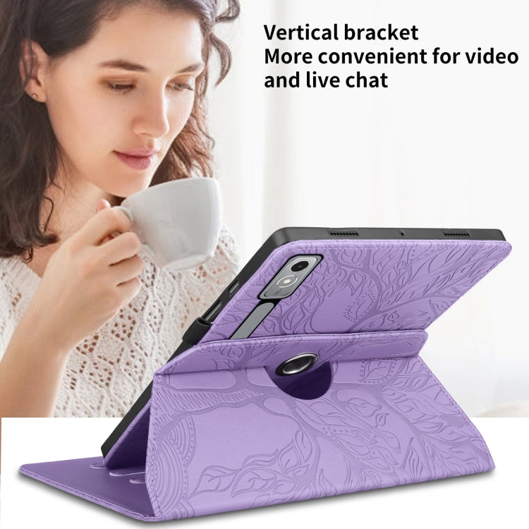For Lenovo Tab P12 / Xiaoxin Pad Pro 12.7 Tree Life Embossed Rotation Leather Tablet Case(Purple) - Lenovo by PMC TechLife | Online Shopping South Africa | PMC TechLife | Buy Now Pay Later Mobicred