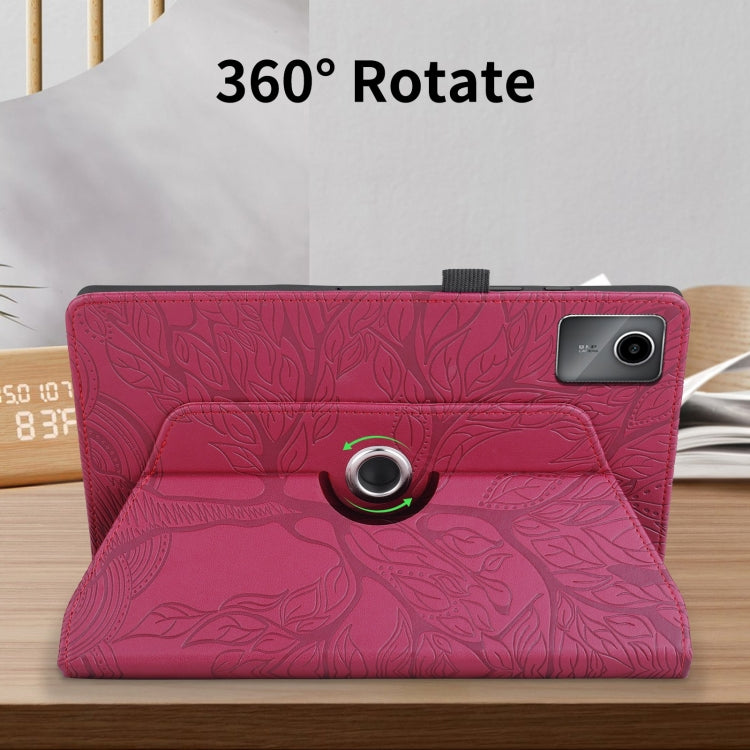 For Lenovo Tab M11 / Xiaoxin Pad 11 2024 Tree Life Embossed Rotation Leather Tablet Case(Red) - Lenovo by PMC Jewellery | Online Shopping South Africa | PMC Jewellery | Buy Now Pay Later Mobicred