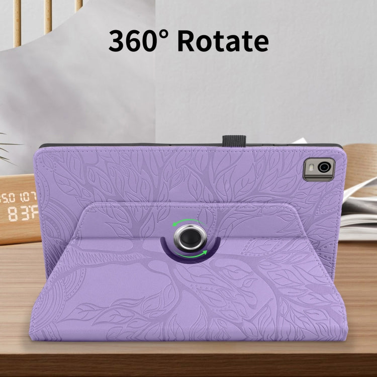 For Nokia T21 Tree Life Embossed Rotation Leather Tablet Case(Purple) - free shipping - PMC TechLife - Order now!