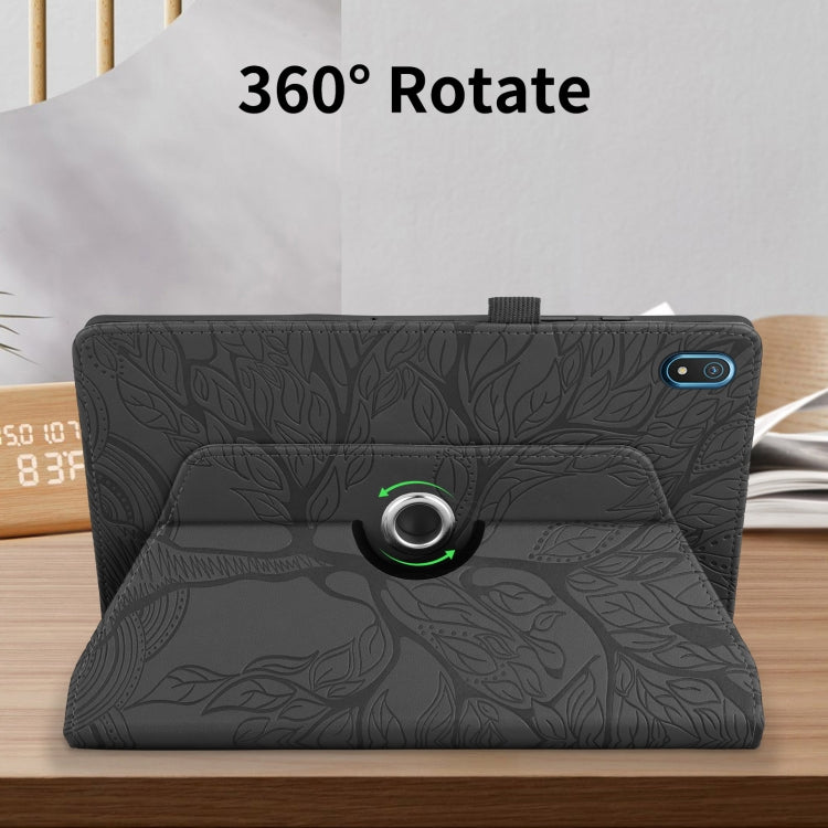 For Nokia T20 10.4 2021 Tree Life Embossed Rotation Leather Tablet Case(Black) - Nokia by PMC TechLife | Online Shopping South Africa | PMC TechLife | Buy Now Pay Later Mobicred