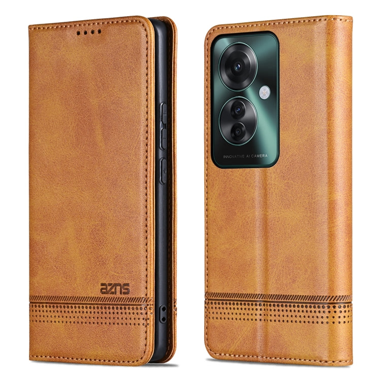 For OPPO Reno11 F AZNS Magnetic Calf Texture Flip Leather Phone Case(Light Brown) - Reno11 F Cases by AZNS | Online Shopping South Africa | PMC Jewellery | Buy Now Pay Later Mobicred