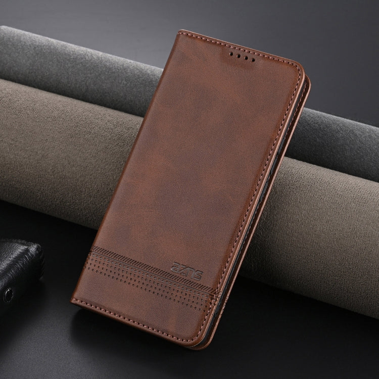 For OPPO Reno12 Global AZNS Magnetic Calf Texture Flip Leather Phone Case(Dark Brown) - Reno12 Cases by AZNS | Online Shopping South Africa | PMC Jewellery | Buy Now Pay Later Mobicred