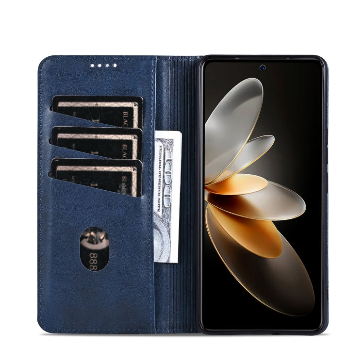 For OPPO Reno12 Pro Global AZNS Magnetic Calf Texture Flip Leather Phone Case(Dark Blue) - Reno12 Pro Cases by AZNS | Online Shopping South Africa | PMC Jewellery | Buy Now Pay Later Mobicred