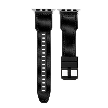 For Apple Watch Series 9 41mm Hybrid Braid Nylon Silicone Watch Band(Black) - Watch Bands by PMC Jewellery | Online Shopping South Africa | PMC Jewellery