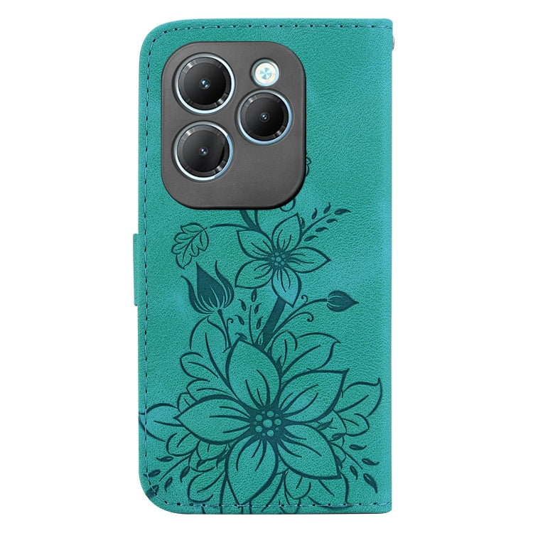 For Infinix Hot 40 / Hot 40 Pro Lily Embossed Leather Phone Case(Green) - Infinix Cases by PMC Jewellery | Online Shopping South Africa | PMC Jewellery | Buy Now Pay Later Mobicred