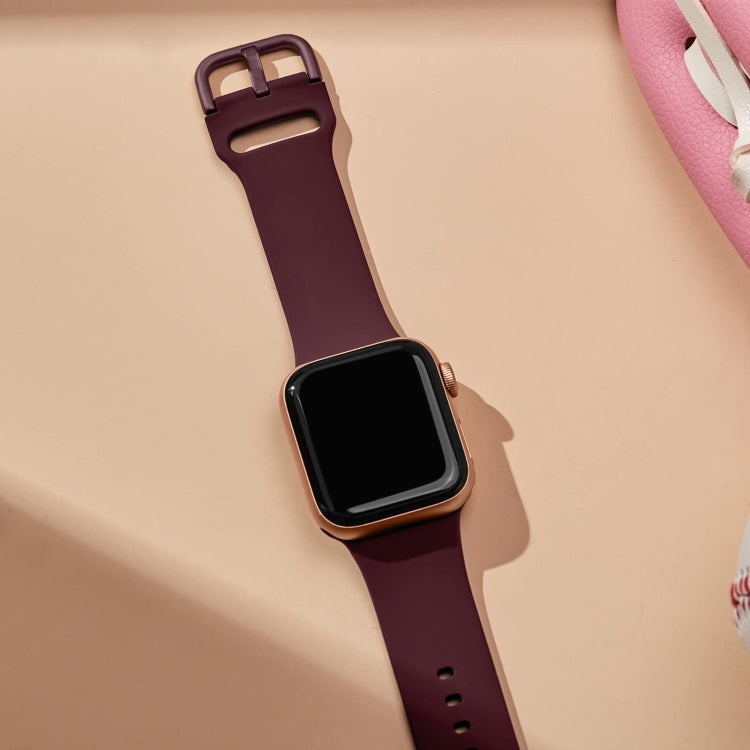 For Apple Watch 42mm Pin Buckle Silicone Watch Band(Wine Red) - free shipping - PMC TechLife - Order now!