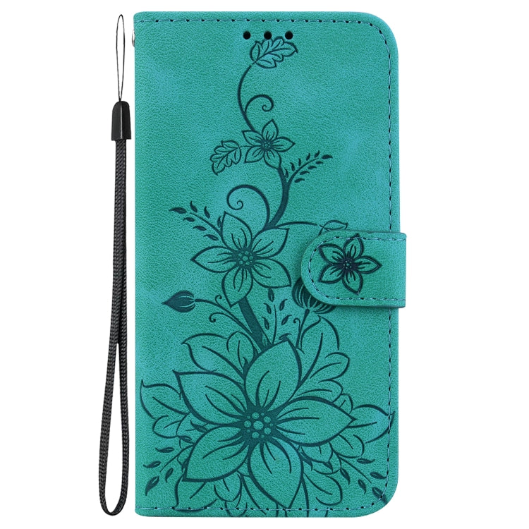 For Tecno Spark 20 Pro+ 4G Lily Embossed Leather Phone Case(Green) - Tecno Cases by PMC Jewellery | Online Shopping South Africa | PMC Jewellery | Buy Now Pay Later Mobicred