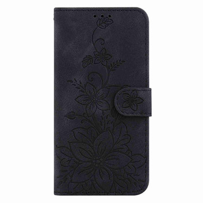 For Motorola Edge 2024 Lily Embossed Leather Phone Case(Black) - Motorola Cases by PMC Jewellery | Online Shopping South Africa | PMC Jewellery | Buy Now Pay Later Mobicred