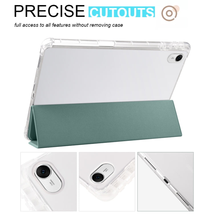 For Huawei MatePad 11.5 2023 3-folding Transparent TPU Smart Leather Tablet Case(Dark Night Green) - Huawei by PMC Jewellery | Online Shopping South Africa | PMC Jewellery