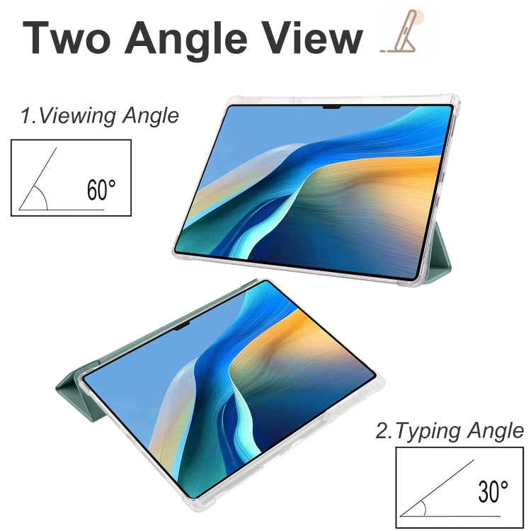 For Huawei MatePad Pro 13.2 2023 3-folding Transparent TPU Smart Leather Tablet Case(Dark Night Green) - Huawei by PMC TechLife | Online Shopping South Africa | PMC TechLife