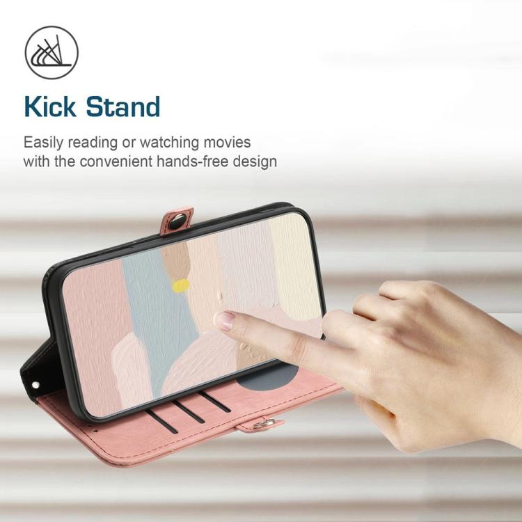 For iPhone 17 Pro Max Side Buckle Double Fold Hand Strap Leather Phone Case(Pink) - free shipping - PMc TechLife - Order now!