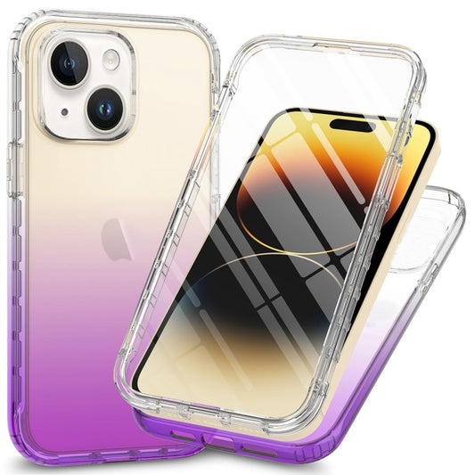 For iPhone 15 Plus Full Body Shockproof Clear Gradient Phone Case(Purple) - iPhone 15 Plus Cases by PMC Jewellery | Online Shopping South Africa | PMC Jewellery