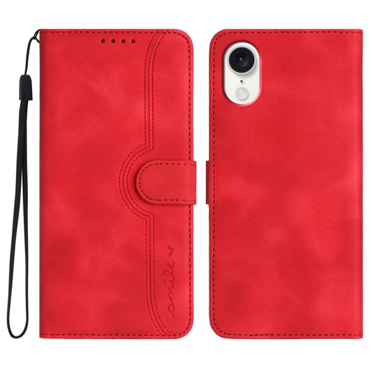 For iPhone SE 2024 Heart Pattern Skin Feel Leather Phone Case(Red) - More iPhone Cases by PMC Jewellery | Online Shopping South Africa | PMC Jewellery | Buy Now Pay Later Mobicred