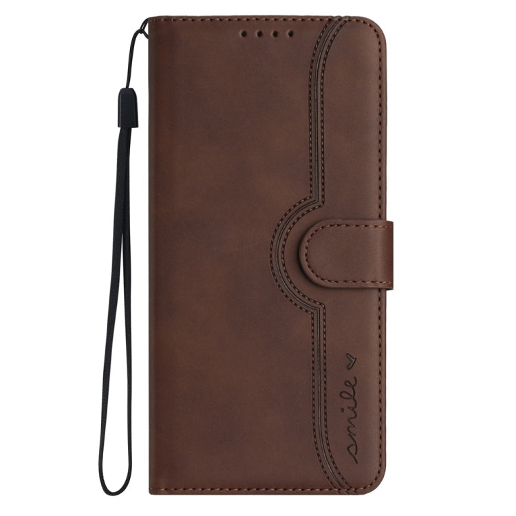 For iPhone 16 Plus Heart Pattern Skin Feel Leather Phone Case(Brown) - iPhone 16 Plus Cases by PMC Jewellery | Online Shopping South Africa | PMC Jewellery | Buy Now Pay Later Mobicred