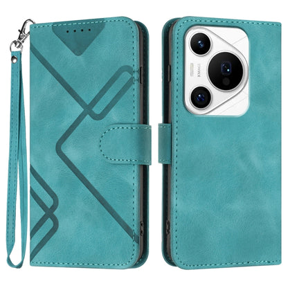 For Huawei Pura 70 Pro/70 Pro+ Line Pattern Skin Feel Leather Phone Case(Light Blue) - Huawei Cases by PMC Jewellery | Online Shopping South Africa | PMC Jewellery | Buy Now Pay Later Mobicred