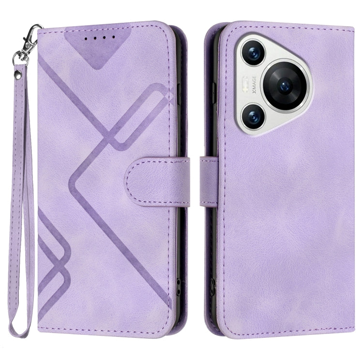 For Huawei Pura 70 Line Pattern Skin Feel Leather Phone Case(Light Purple) - Huawei Cases by PMC Jewellery | Online Shopping South Africa | PMC Jewellery | Buy Now Pay Later Mobicred