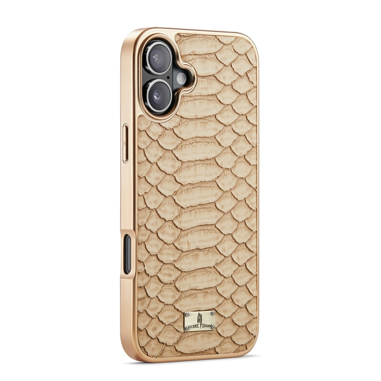 For iPhone 16 Plus Fierre Shann Python Texture Electroplating PU Phone Case(White) - iPhone 16 Plus Cases by FIERRE SHANN | Online Shopping South Africa | PMC Jewellery | Buy Now Pay Later Mobicred