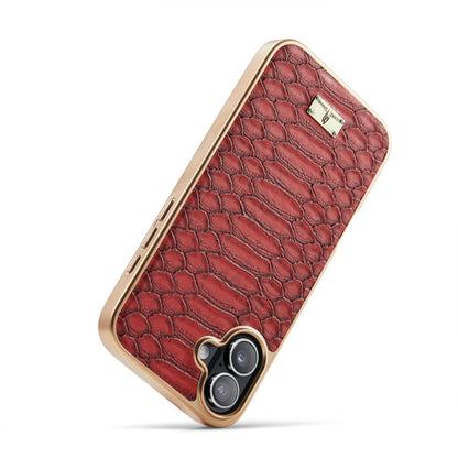 For iPhone 16 Fierre Shann Python Texture Electroplating PU Phone Case(Red) - iPhone 16 Cases by FIERRE SHANN | Online Shopping South Africa | PMC Jewellery | Buy Now Pay Later Mobicred