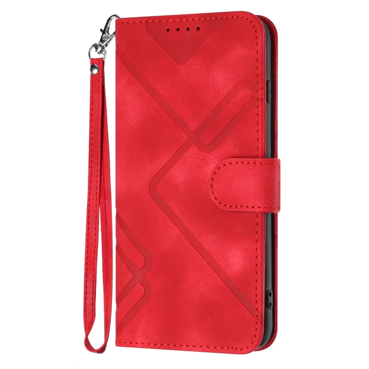 For OPPO K11 Line Pattern Skin Feel Leather Phone Case(Red) - OPPO Cases by PMC TechLife | Online Shopping South Africa | PMC TechLife | Buy Now Pay Later Mobicred