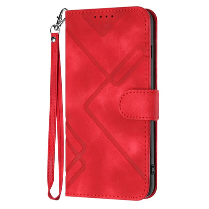 For iPhone SE 2024 Line Pattern Skin Feel Leather Phone Case(Red) - More iPhone Cases by PMC Jewellery | Online Shopping South Africa | PMC Jewellery | Buy Now Pay Later Mobicred