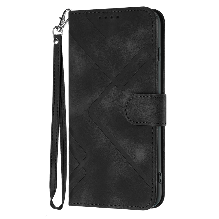 For iPhone SE 2024 Line Pattern Skin Feel Leather Phone Case(Black) - More iPhone Cases by PMC Jewellery | Online Shopping South Africa | PMC Jewellery | Buy Now Pay Later Mobicred