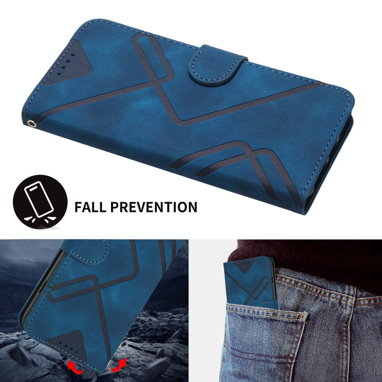 For iPhone 16e Line Pattern Skin Feel Leather Phone Case(Royal Blue) - free shipping - PMC TechLife - Order now!