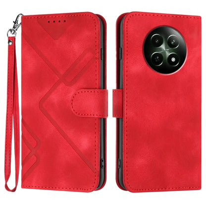 For Realme 12 5G Global Line Pattern Skin Feel Leather Phone Case(Red) - Realme Cases by PMC Jewellery | Online Shopping South Africa | PMC Jewellery | Buy Now Pay Later Mobicred