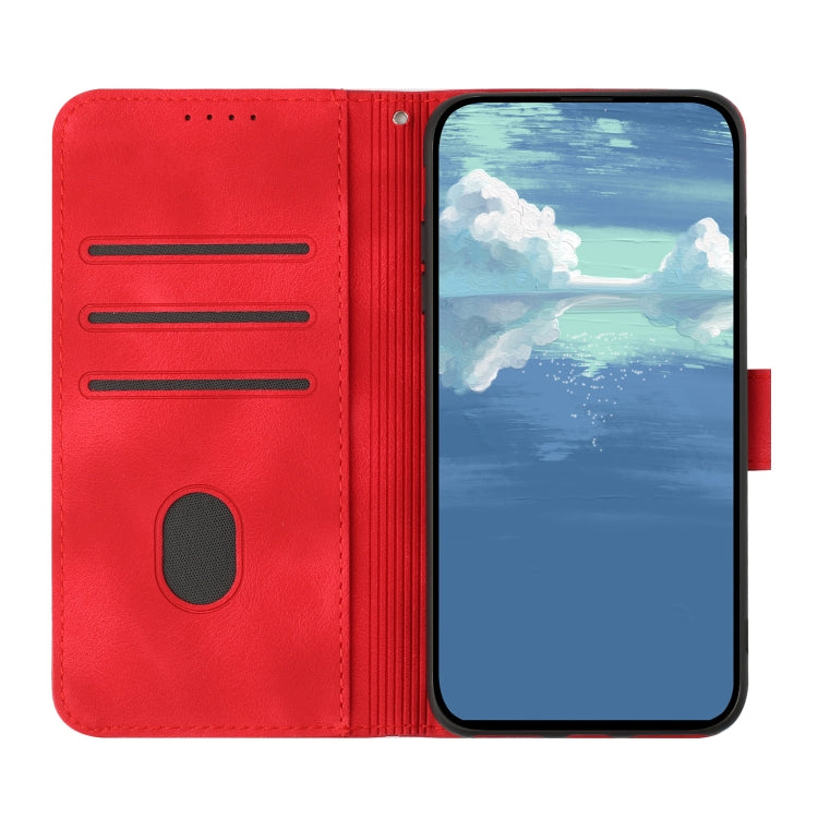 For Realme 12 5G Global Line Pattern Skin Feel Leather Phone Case(Red) - Realme Cases by PMC TechLife | Online Shopping South Africa | PMC TechLife | Buy Now Pay Later Mobicred