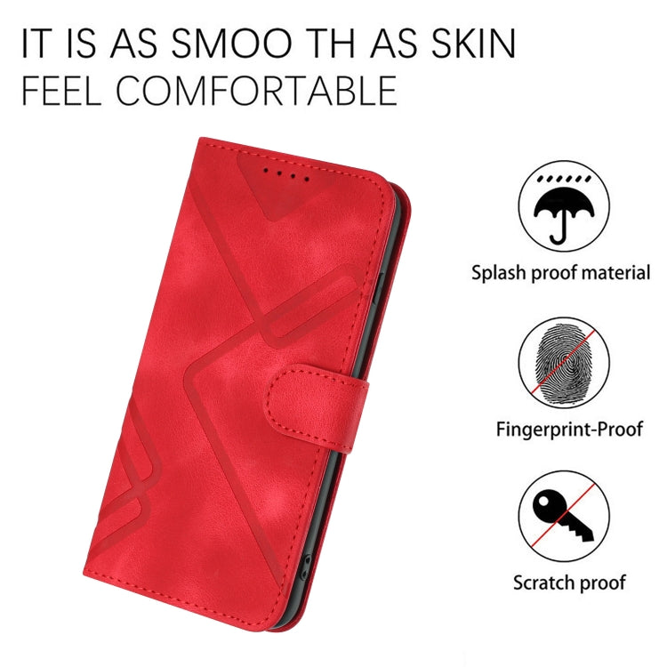 For Realme 12 5G Global Line Pattern Skin Feel Leather Phone Case(Red) - Realme Cases by PMC TechLife | Online Shopping South Africa | PMC TechLife | Buy Now Pay Later Mobicred