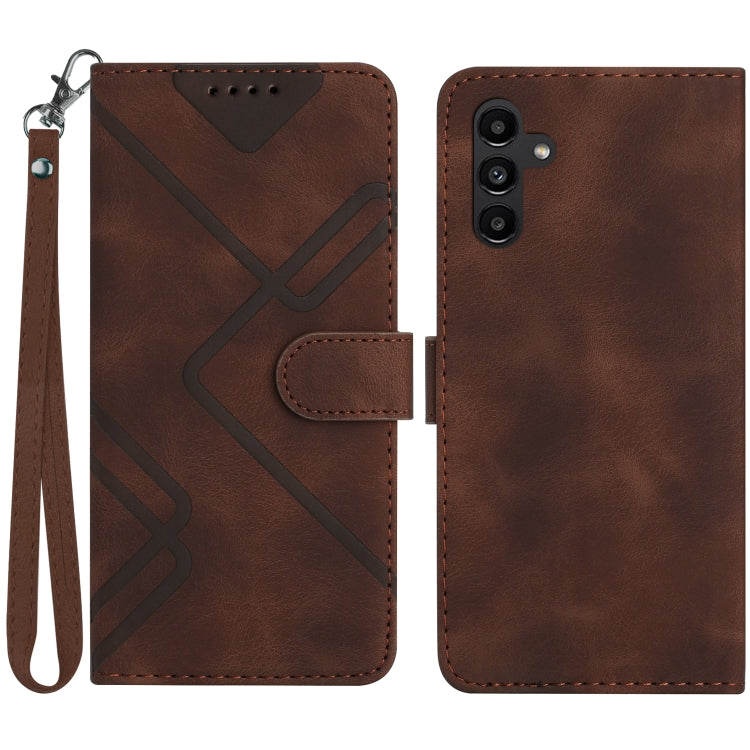 For Samsung Galaxy S23 FE 5G Line Pattern Skin Feel Leather Phone Case(Coffee) - Galaxy S23 FE 5G Cases by PMC TechLife | Online Shopping South Africa | PMC TechLife