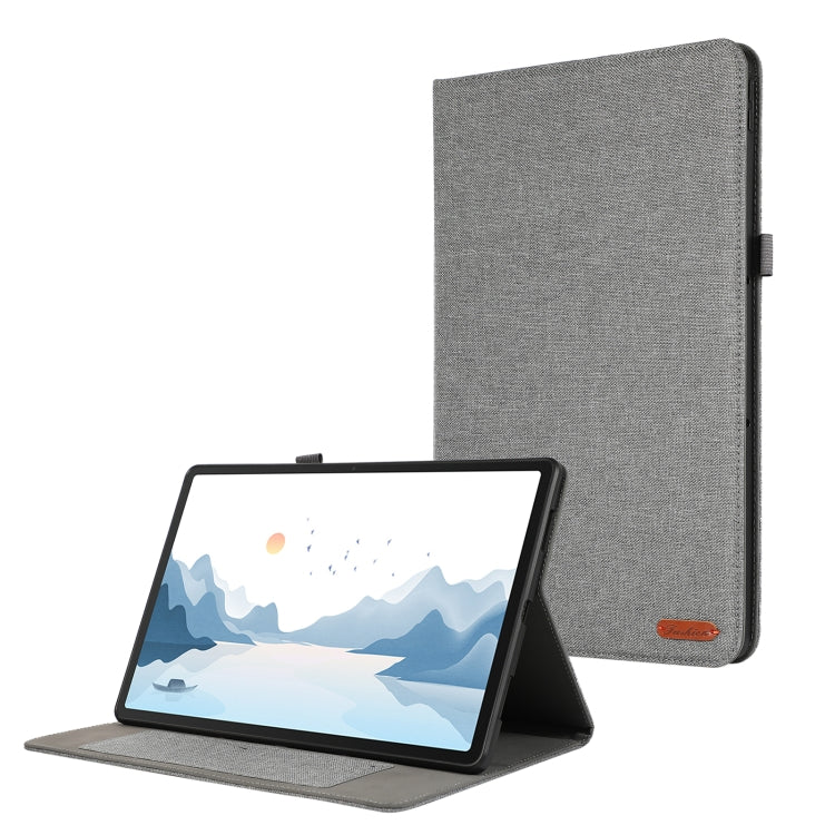 For Lenovo Tab P12 Horizontal Flip TPU + Fabric PU Leather Tablet Case(Grey) - Lenovo by PMC TechLife | Online Shopping South Africa | PMC TechLife | Buy Now Pay Later Mobicred