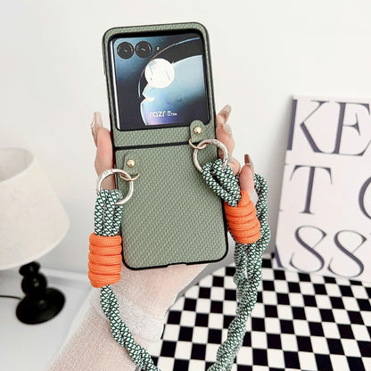 For Motorola Razr 40 Ultra Woven Texture Phone Case With Lanyard(Green) - Motorola Cases by PMC Jewellery | Online Shopping South Africa | PMC Jewellery | Buy Now Pay Later Mobicred