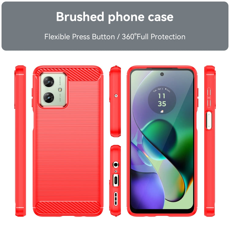 For Motorola Moto G54 Global Brushed Texture Carbon Fiber TPU Phone Case(Red) - Motorola Cases by PMC Jewellery | Online Shopping South Africa | PMC Jewellery | Buy Now Pay Later Mobicred