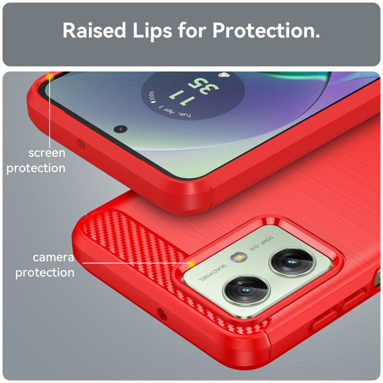 For Motorola Moto G54 Global Brushed Texture Carbon Fiber TPU Phone Case(Red) - Motorola Cases by PMC Jewellery | Online Shopping South Africa | PMC Jewellery | Buy Now Pay Later Mobicred