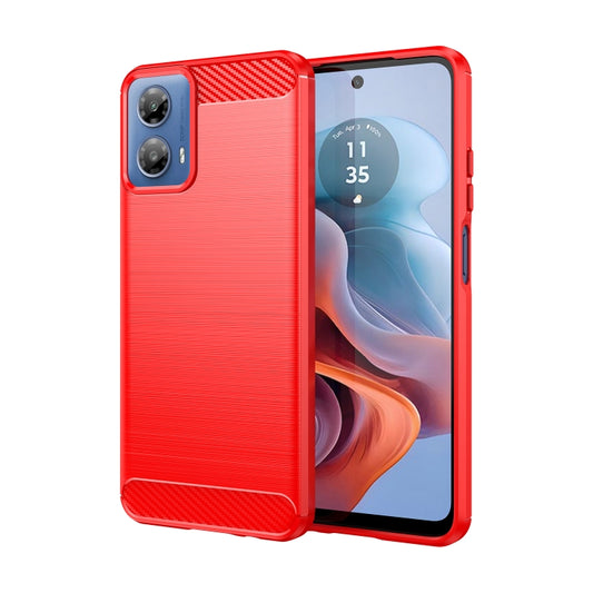 For Motorola Moto G34 Brushed Texture Carbon Fiber TPU Phone Case(Red) - Motorola Cases by PMC Jewellery | Online Shopping South Africa | PMC Jewellery | Buy Now Pay Later Mobicred