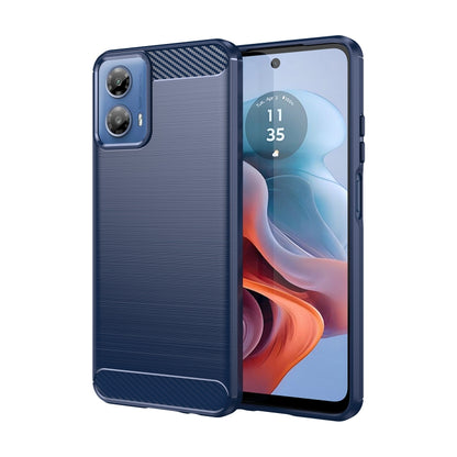 For Motorola Moto G34 Brushed Texture Carbon Fiber TPU Phone Case(Blue) - Motorola Cases by PMC Jewellery | Online Shopping South Africa | PMC Jewellery | Buy Now Pay Later Mobicred