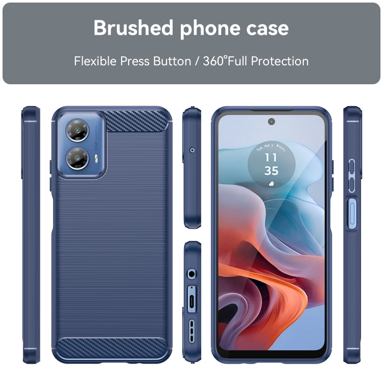 For Motorola Moto G34 Brushed Texture Carbon Fiber TPU Phone Case(Blue) - Motorola Cases by PMC Jewellery | Online Shopping South Africa | PMC Jewellery | Buy Now Pay Later Mobicred