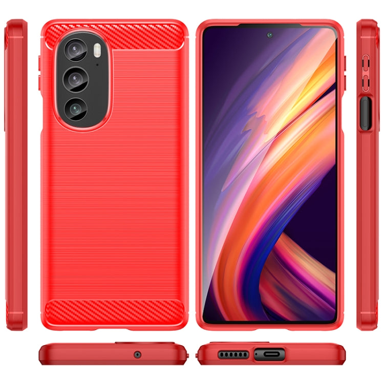 For Motorola Edge 30 Pro Brushed Texture Carbon Fiber TPU Phone Case(Red) - Motorola Cases by PMC Jewellery | Online Shopping South Africa | PMC Jewellery | Buy Now Pay Later Mobicred