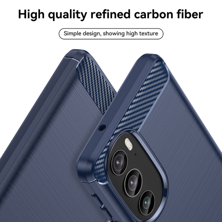 For Motorola Edge 30 Pro Brushed Texture Carbon Fiber TPU Phone Case(Blue) - Motorola Cases by PMC Jewellery | Online Shopping South Africa | PMC Jewellery | Buy Now Pay Later Mobicred