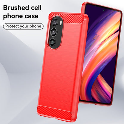 For Motorola Edge+ 2022 Brushed Texture Carbon Fiber TPU Phone Case(Red) - Motorola Cases by PMC Jewellery | Online Shopping South Africa | PMC Jewellery | Buy Now Pay Later Mobicred