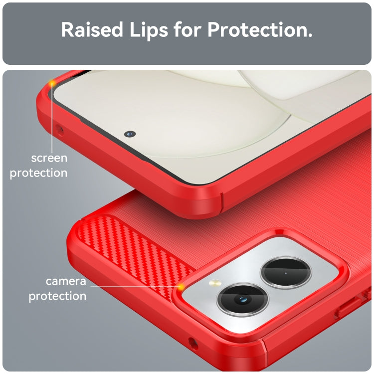 For Motorola Moto G Power 2024 Brushed Texture Carbon Fiber TPU Phone Case(Red) - Motorola Cases by PMC Jewellery | Online Shopping South Africa | PMC Jewellery | Buy Now Pay Later Mobicred