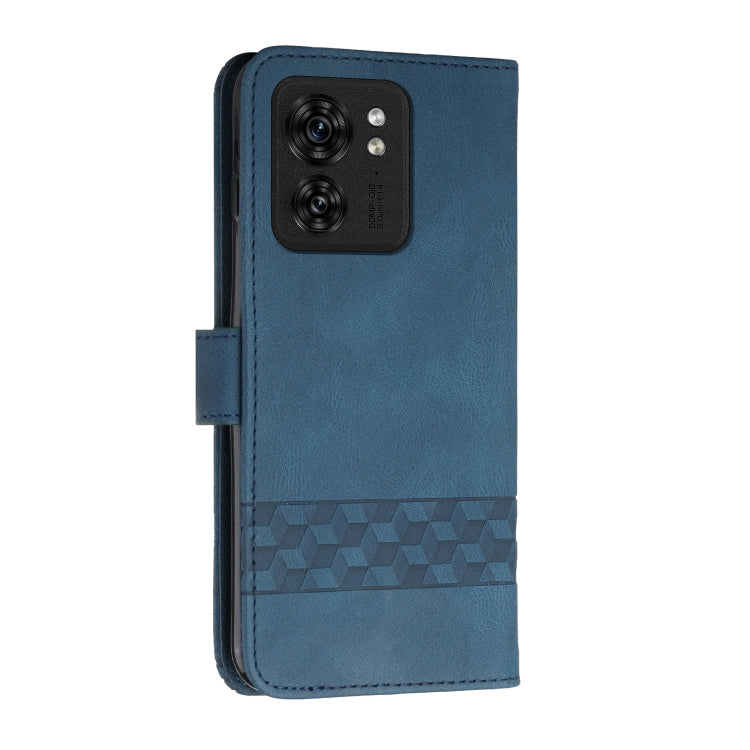 For Motorola Edge 40 Cubic Skin Feel Flip Leather Phone Case(Blue) - Motorola Cases by PMC TechLife | Online Shopping South Africa | PMC TechLife | Buy Now Pay Later Mobicred