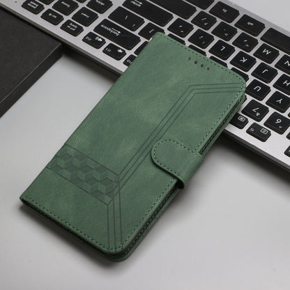 For iPhone SE 2024 Cubic Skin Feel Flip Leather Phone Case(Green) - More iPhone Cases by PMC Jewellery | Online Shopping South Africa | PMC Jewellery | Buy Now Pay Later Mobicred